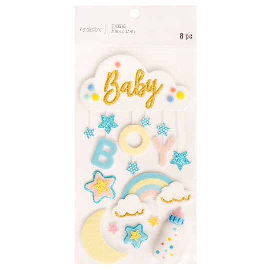 12 Pack: Baby Boy Cloud Dimensional Stickers by Recollections&#x2122;